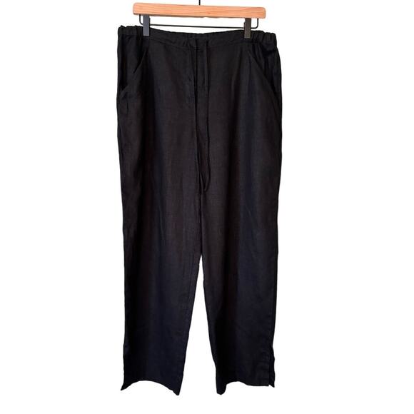 J. Jill Black Linen Wide Leg Casual Pants Medium Pull Omn - Picture 1 of 9